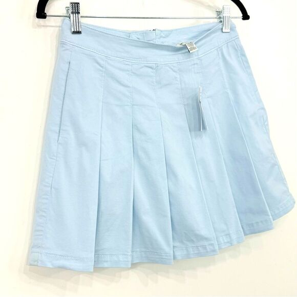 American Eagle Light Blue Pleated Mini Skirt NEW - Picture 2 of 13